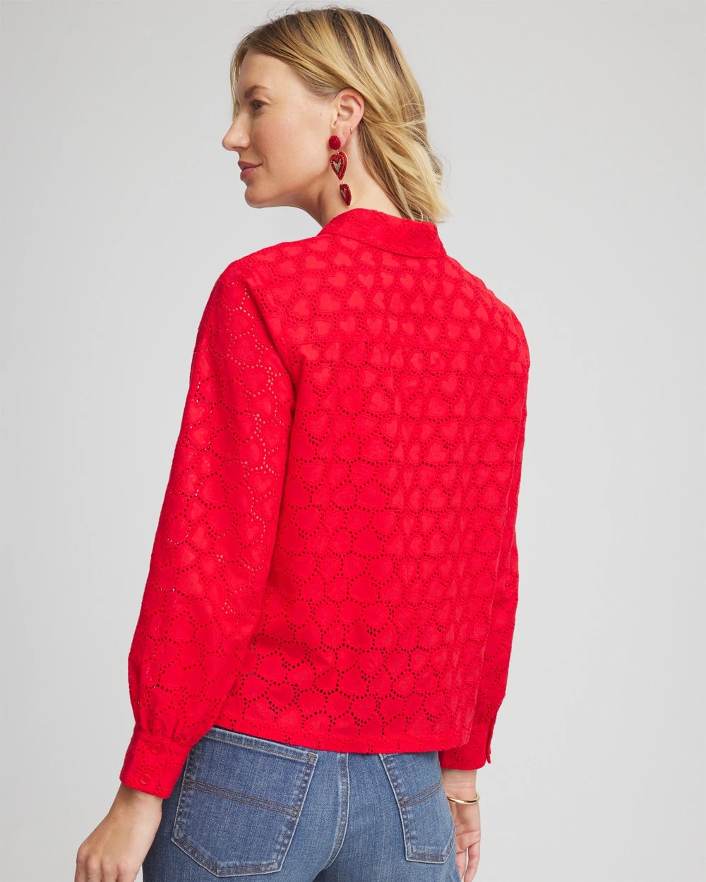 Chico's Clothing Heart Eyelet Button Down Shirt