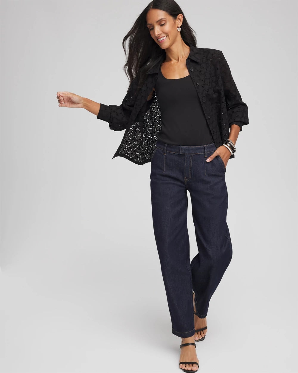 Chico's Clothing Heart Eyelet Shirt