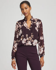Chico's Clothing Frosty Floral Ruffleneck Blouse