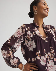 Chico's Clothing Frosty Floral Ruffleneck Blouse