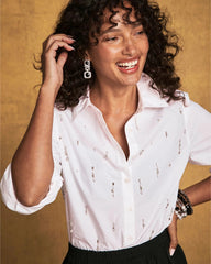 Chico's Clothing Jeweled Poplin Shirt