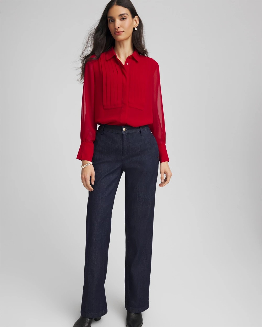 Chico's Clothing Pintuck Georgette Tunic