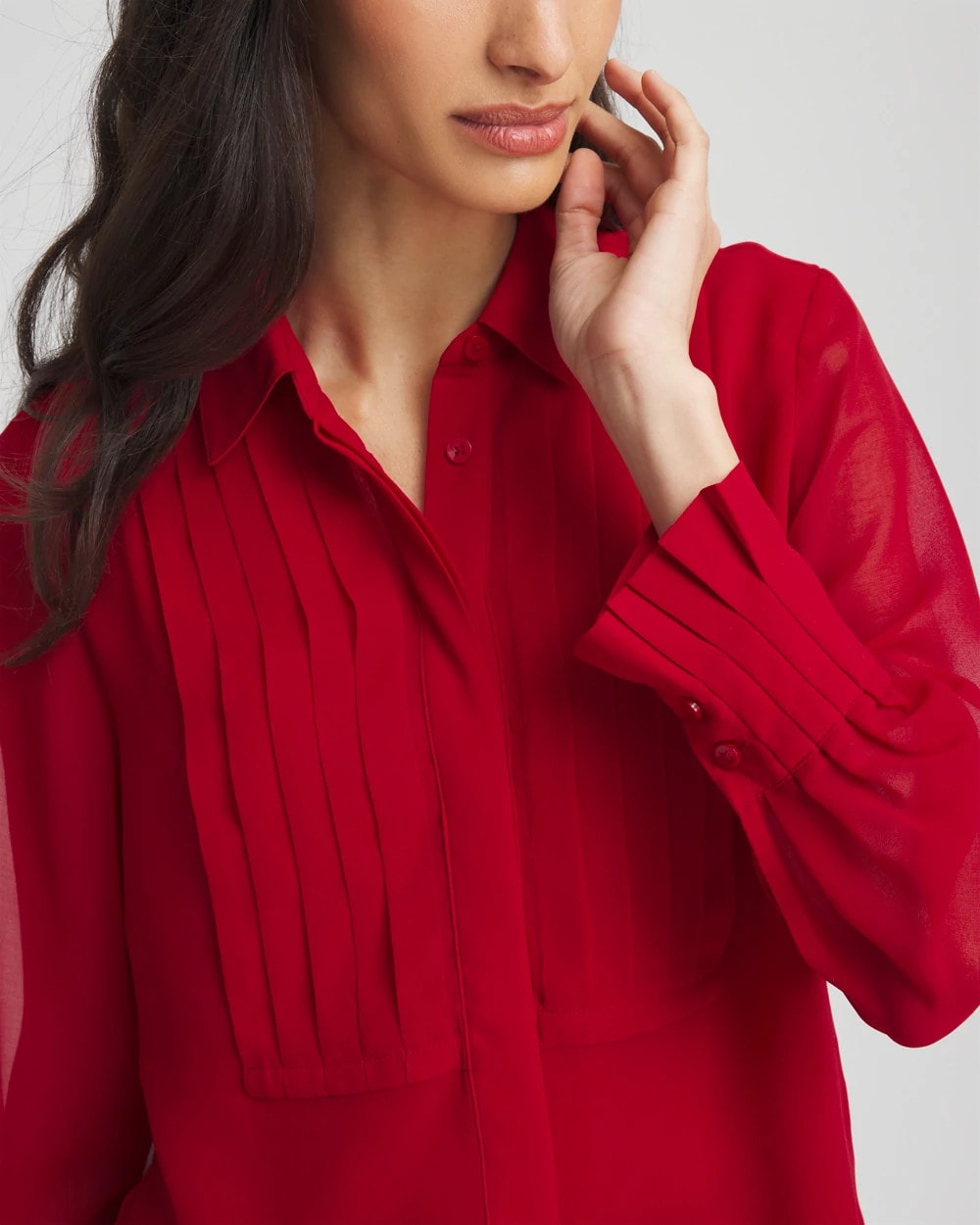 Chico's Clothing Pintuck Georgette Tunic