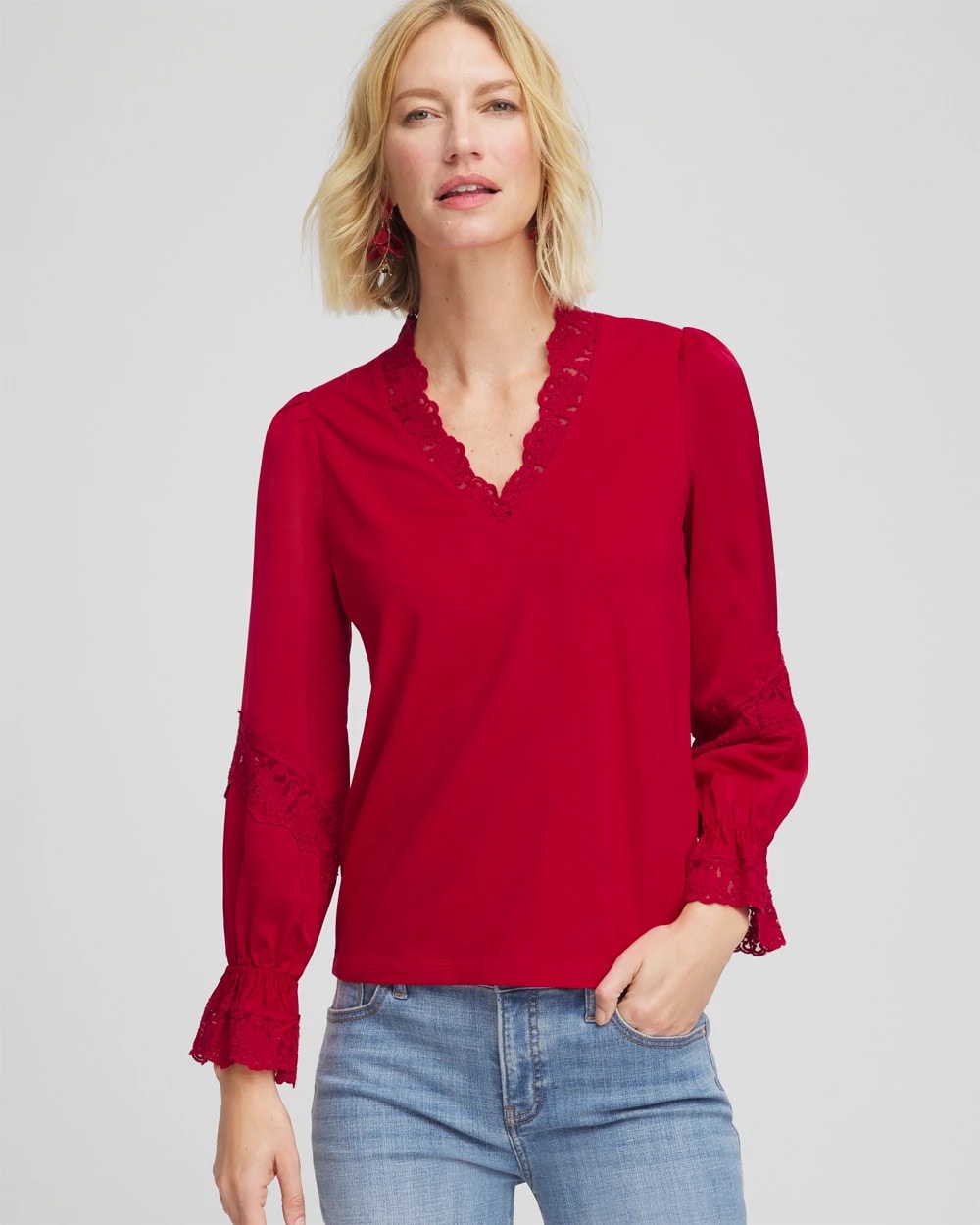 Chico's Clothing Lace V-Neck Top