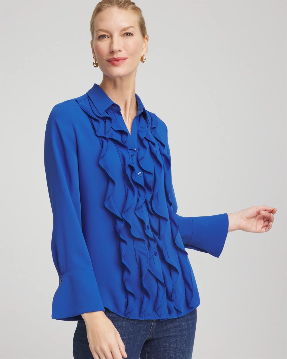 Chico's Clothing Ruffle-Trim Chiffon Blouse