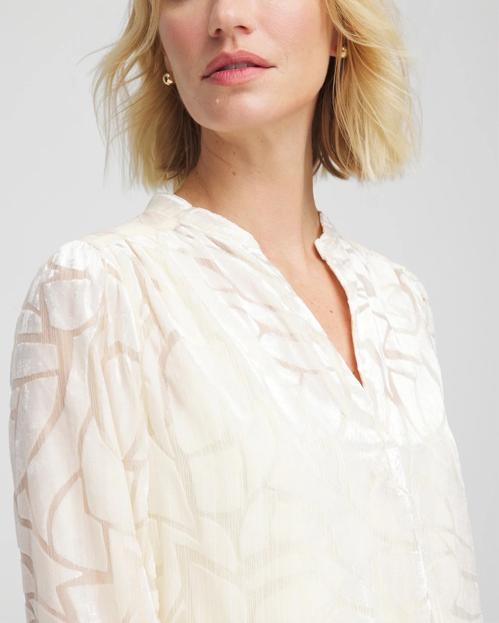 Chico's Clothing Cream Burnout Pullover Blouse