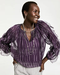 Chico's Clothing Georgette Ruffle Sleeve Blouse