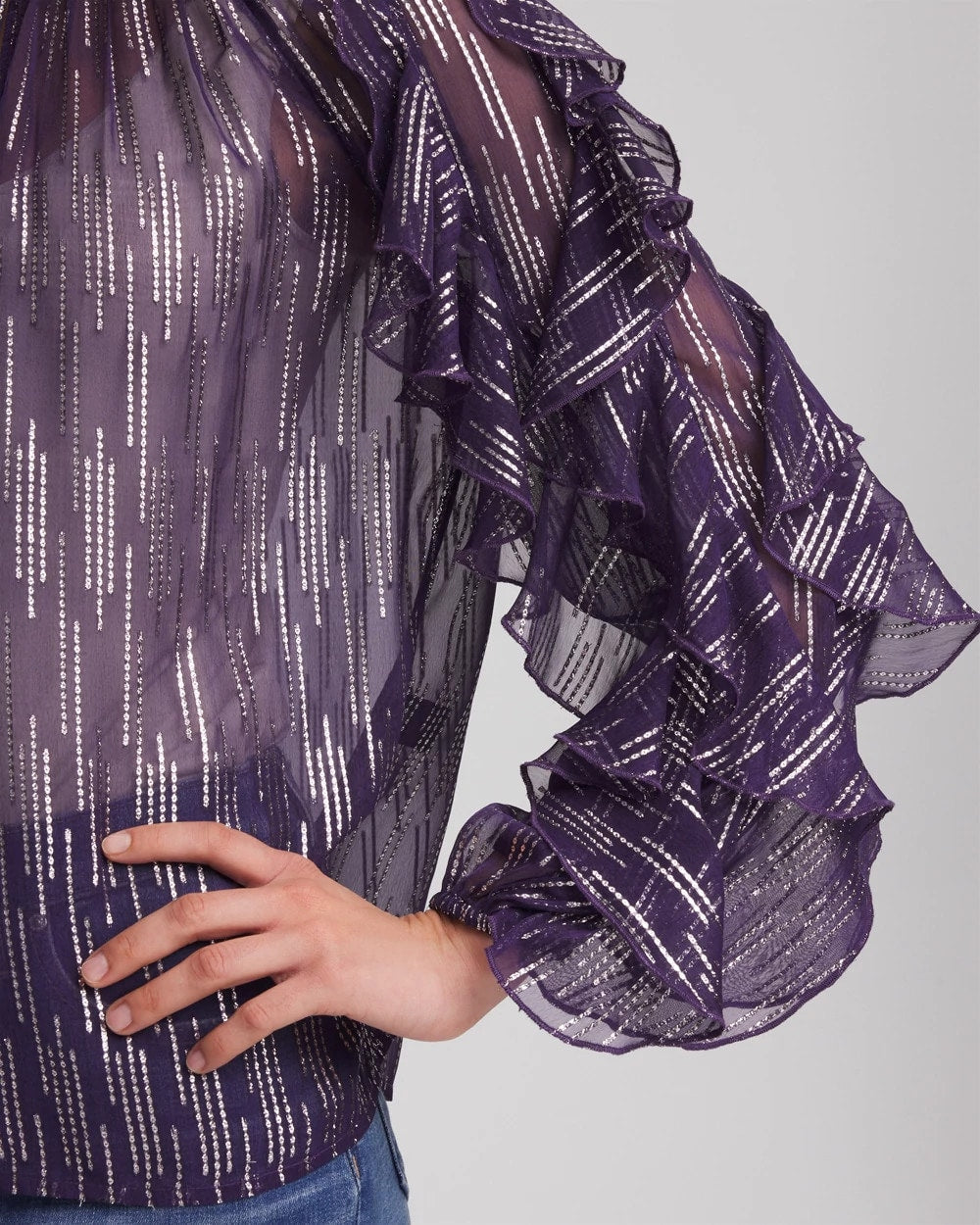 Chico's Clothing Georgette Ruffle Sleeve Blouse