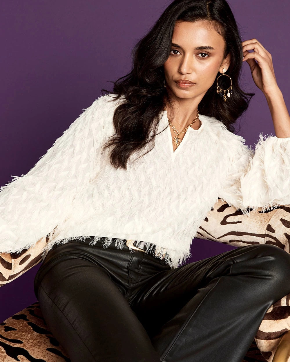 Chico's Clothing Feathered Pullover Peasant Blouse