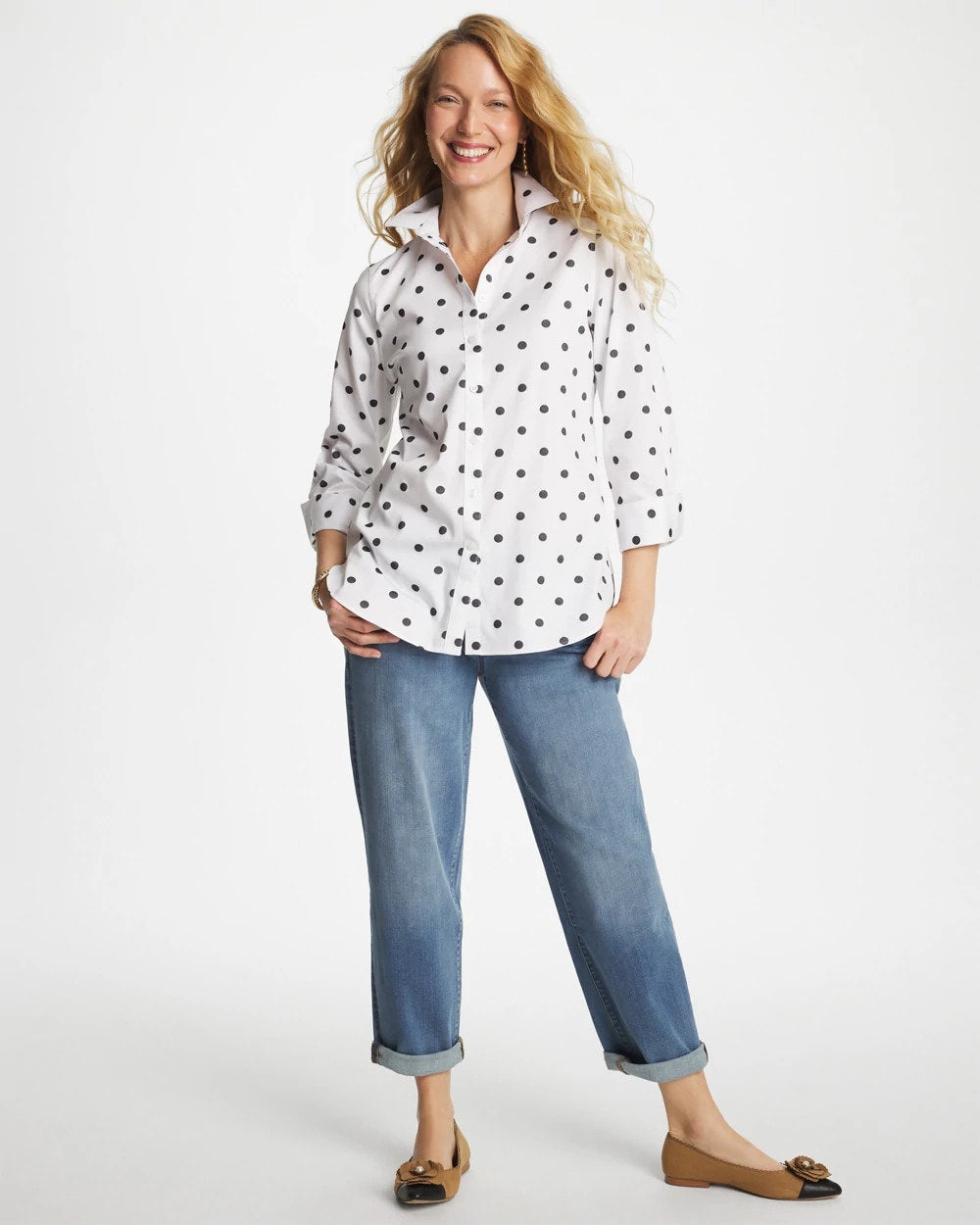 Chico's Clothing No Iron™ Stretch Perfect Dots Shirt