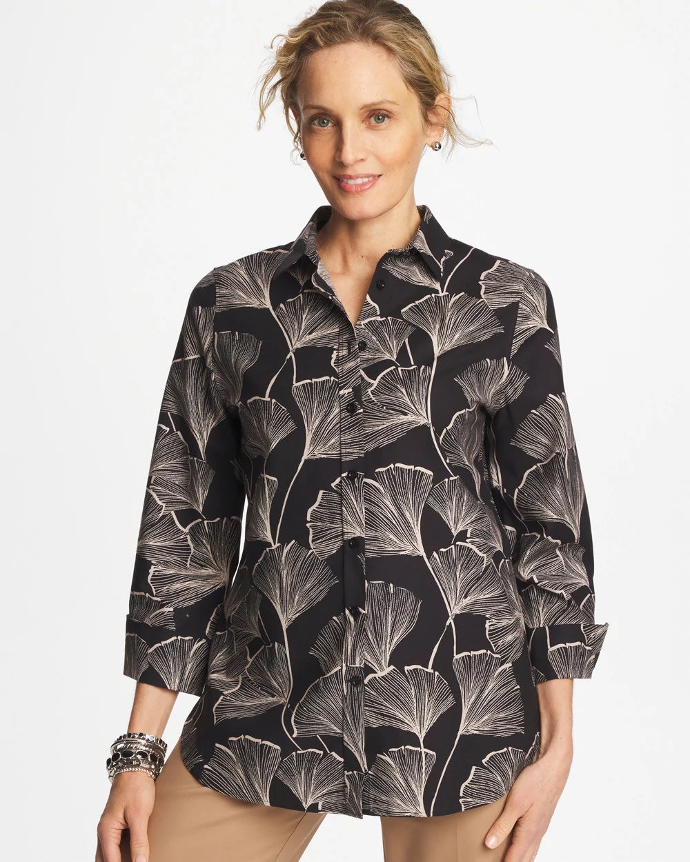 Chico's Clothing No Iron™ Stretch Ginkgo Glory Shirt