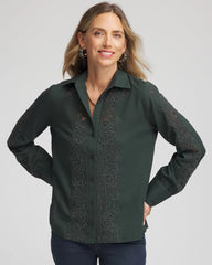 Chico's Clothing Lace Cotton Voile Shirt