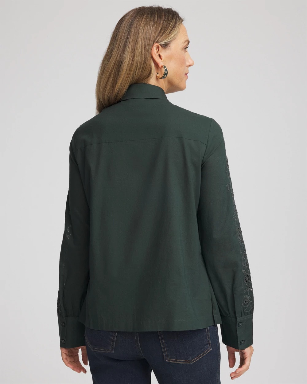 Chico's Clothing Lace Cotton Voile Shirt