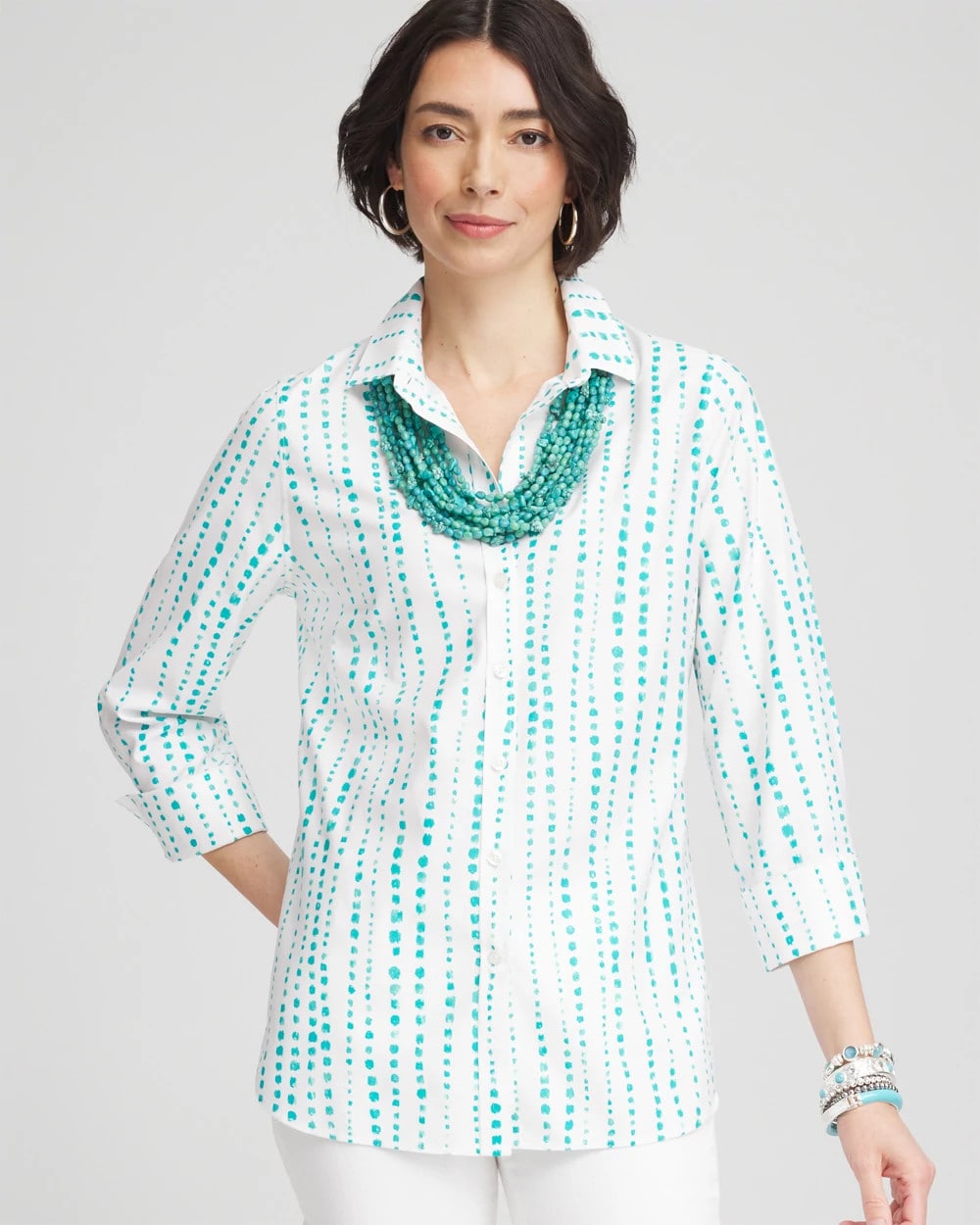 Chico's Clothing No Iron™ Sateen Bubble Print Shirt