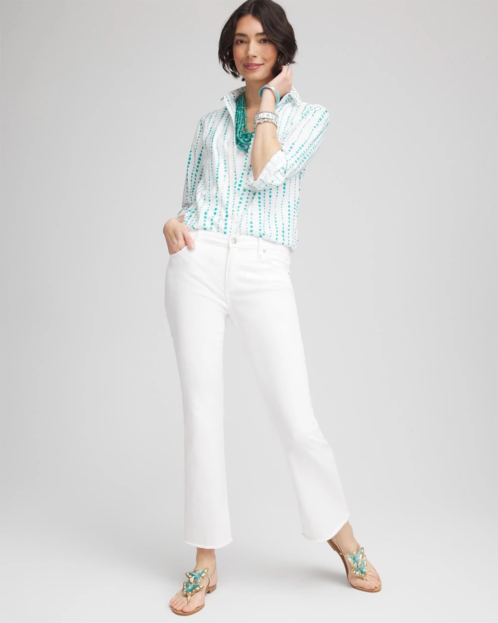 Chico's Clothing No Iron™ Sateen Bubble Print Shirt