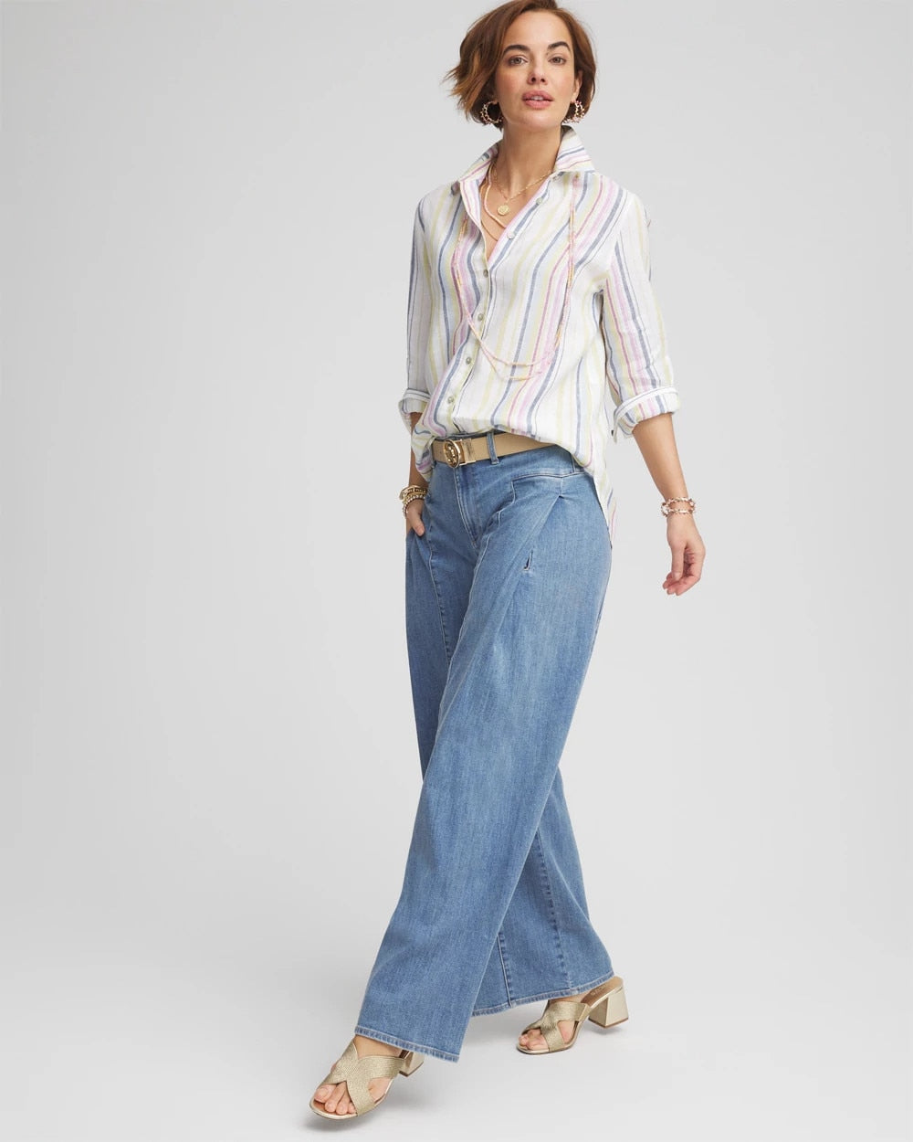 Chico's Clothing No Iron™ Multi Stripe Linen Shirt