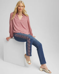 Chico's Clothing Ruffleneck Lined Georgette Blouse