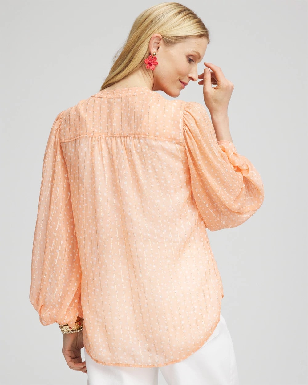 Chico's Clothing Metallic Jacquard Blouse