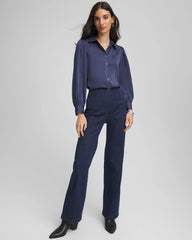Chico's Clothing Puff Sleeve Satin Blouse