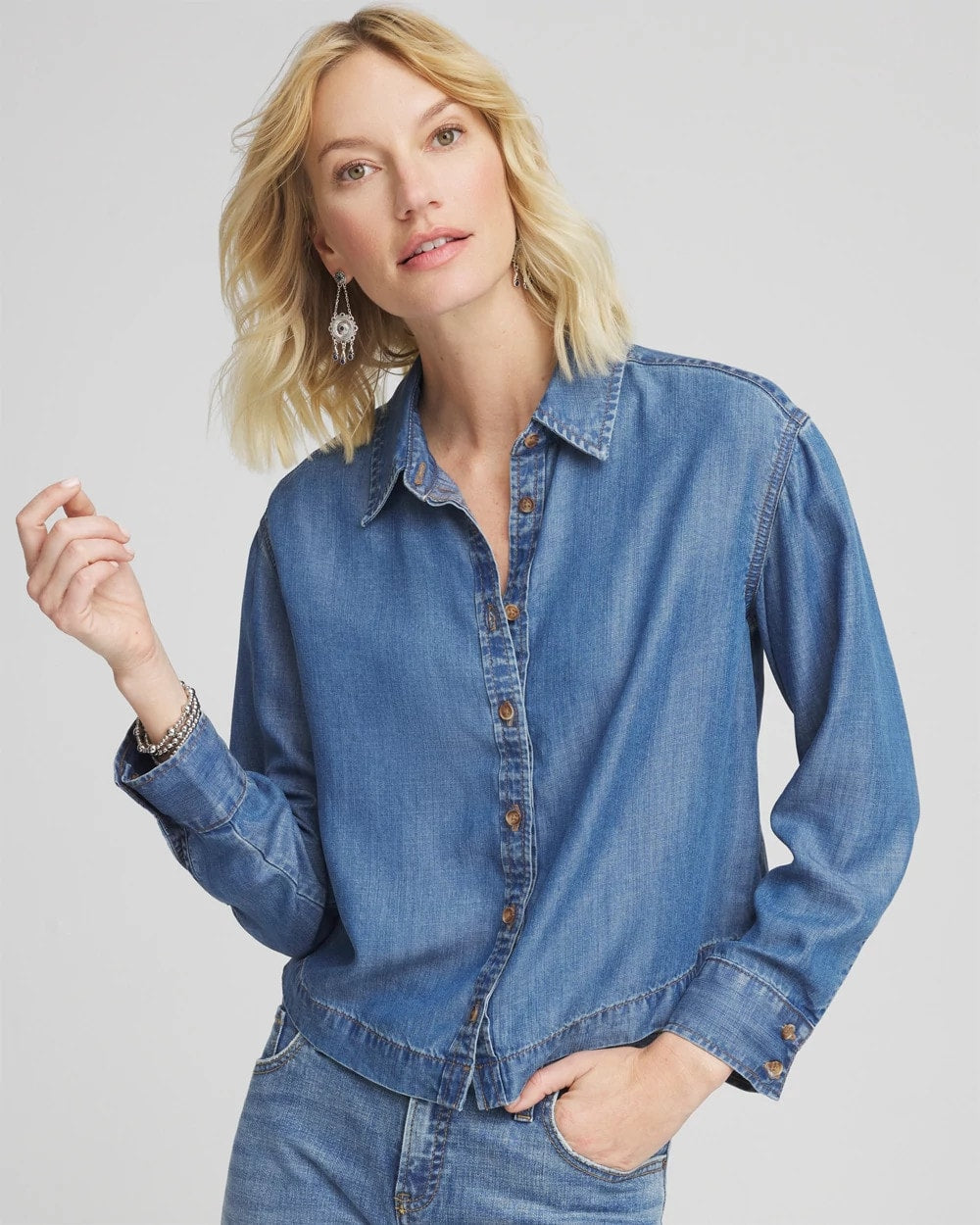 Chico's Clothing Tencel™ Cropped Denim Shirt