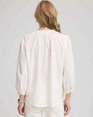 Chico's Clothing Embroidered Crinkle-Cotton Blouse