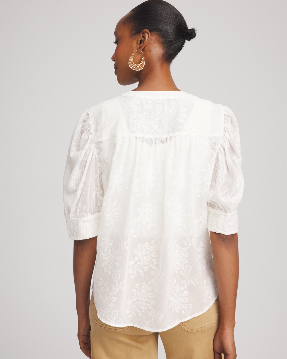 Chico's Clothing Chiffon Puff Sleeve Shirt