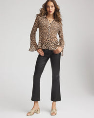 Chico's Clothing Animal-Print Pleated Georgette Blouse