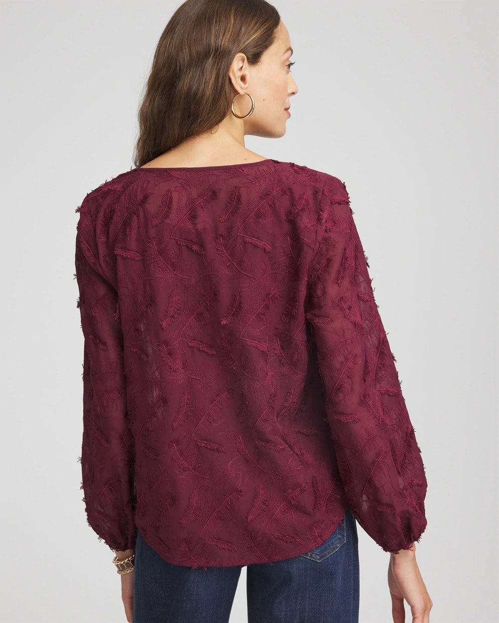 Chico's Clothing Feathered Pullover Peasant Blouse