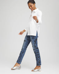 Chico's Clothing Rhinestone Embellished Poplin Tunic