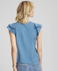 Chico's Clothing Crepe Ruffle-Trim Blouse