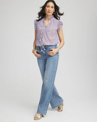 Chico's Clothing Cheetah Print Ruffle-Collar Blouse