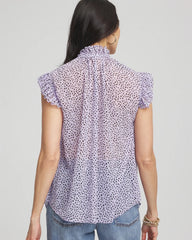 Chico's Clothing Cheetah Print Ruffle-Collar Blouse
