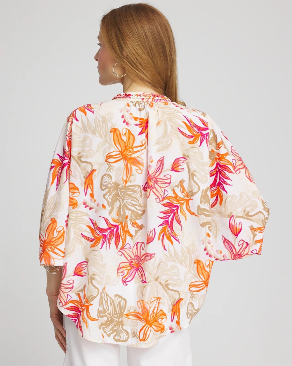 Chico's Clothing Floral Braided Batwing Blouse
