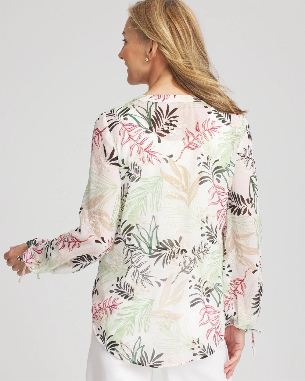 Chico's Clothing Drawstring Crinkle Chiffon Blouse
