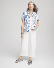 Chico's Clothing Butterfly Voile Short Sleeve Shirt