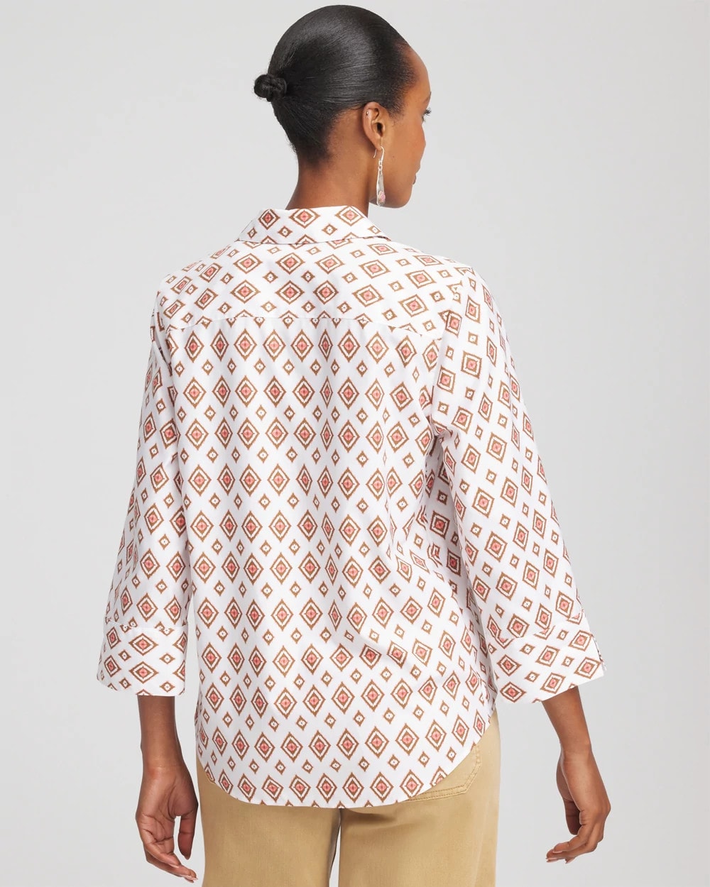 Chico's Clothing No Iron™ Tie-Front Geo-Print Shirt