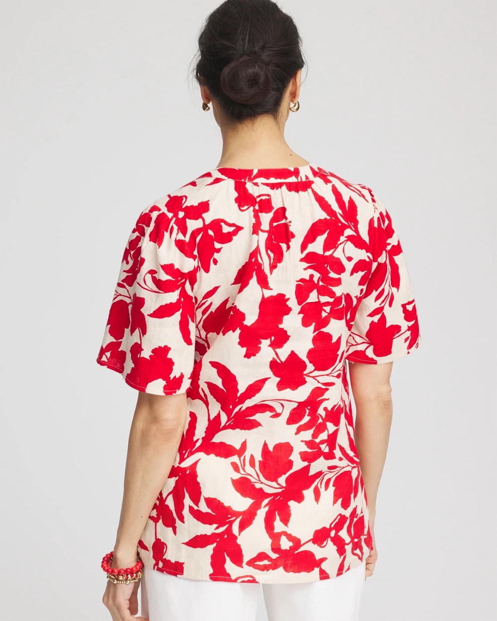 Chico's Clothing Floral Linen Popover Shirt