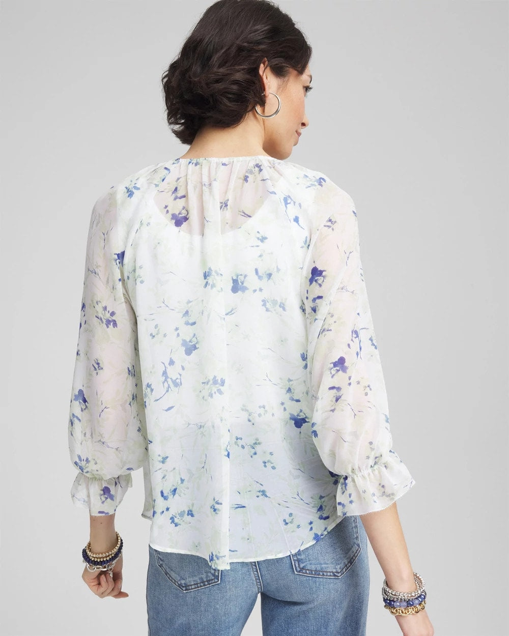 Chico's Clothing Georgette Sheer Ruffle Blouse