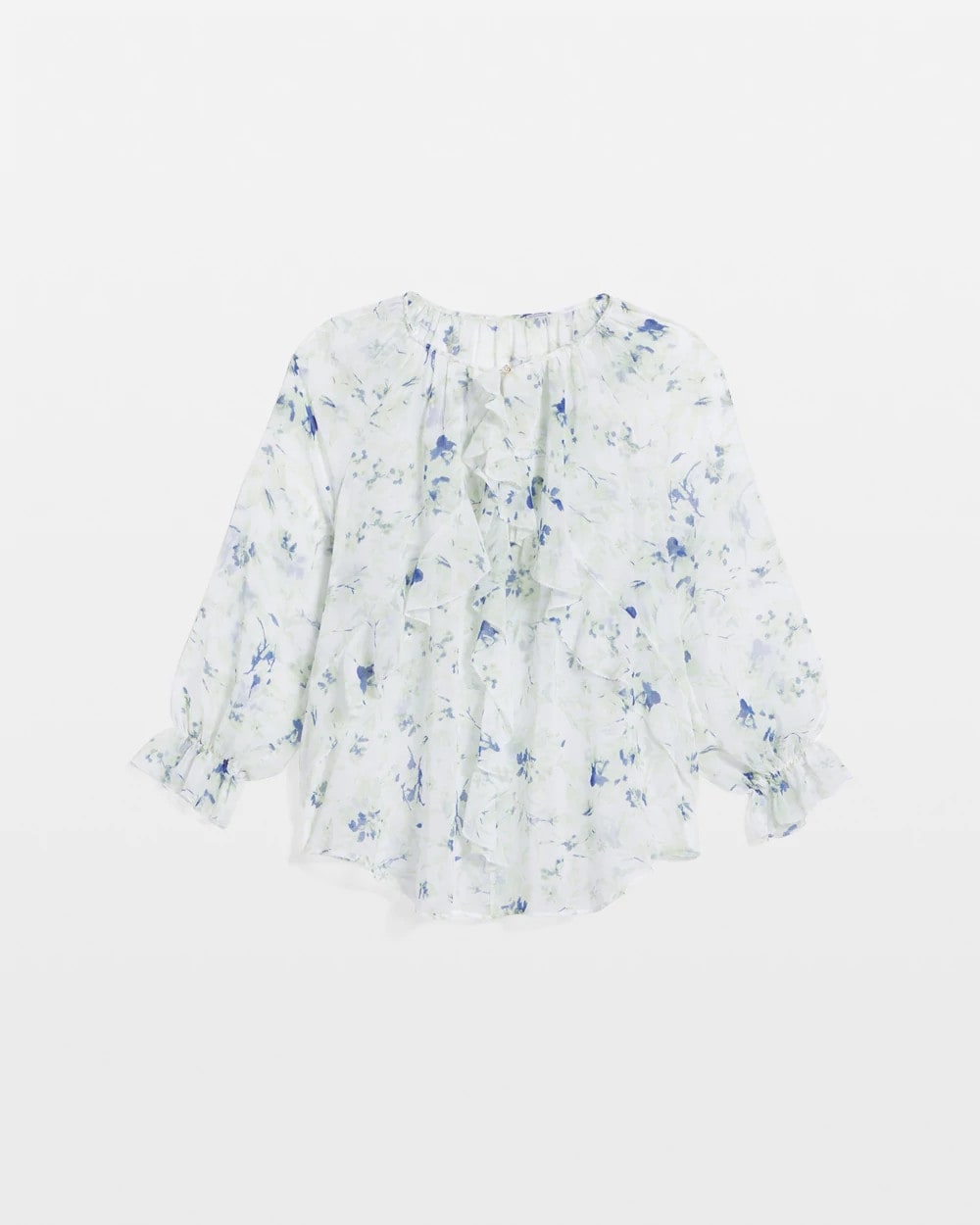 Chico's Clothing Georgette Sheer Ruffle Blouse