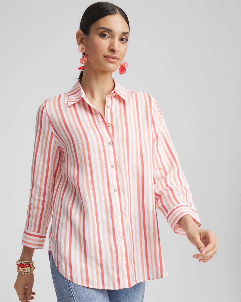 Chico's Clothing No Iron™ Striped Linen Shirt