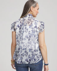 Chico's Clothing Butterfly Ruffle Collar Blouse