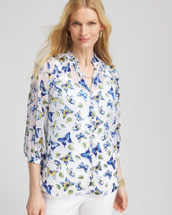 Chico's Clothing Ruffle Collar Butterfly Burnout Blouse