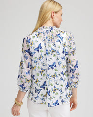 Chico's Clothing Ruffle Collar Butterfly Burnout Blouse