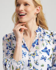 Chico's Clothing Ruffle Collar Butterfly Burnout Blouse