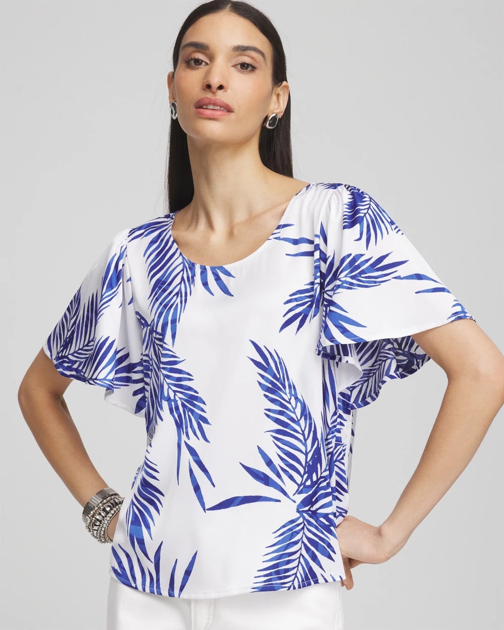 Chico's Clothing Flutter Sleeve Satin Top