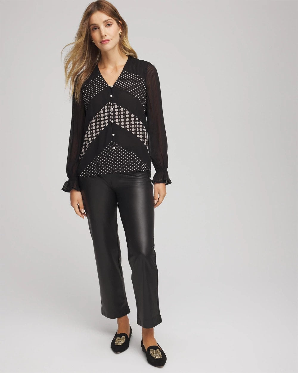Chico's Clothing Georgette Polka Dot Blouse