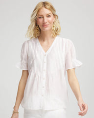 Chico's Clothing Pleated Cotton-Silk Shirt