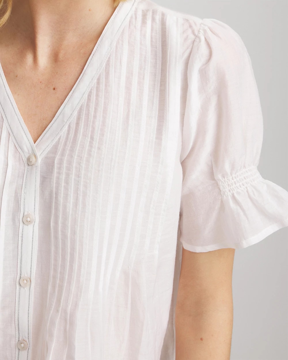 Chico's Clothing Pleated Cotton-Silk Shirt