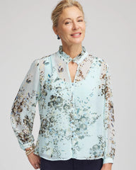 Chico's Clothing Floral Georgette Peasant Blouse