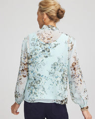 Chico's Clothing Floral Georgette Peasant Blouse